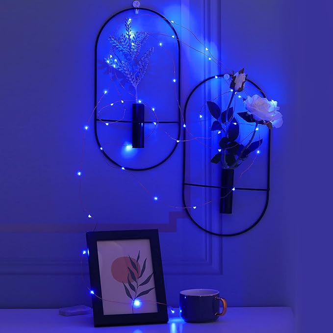Led Fairy Lights Battery Operated, 1 Pack Mini Battery Powered Copper Wire Starry Fairy Lights for Bedroom, Christmas, Parties, Wedding, Centerpiece, Decoration (5m/16ft Blue)