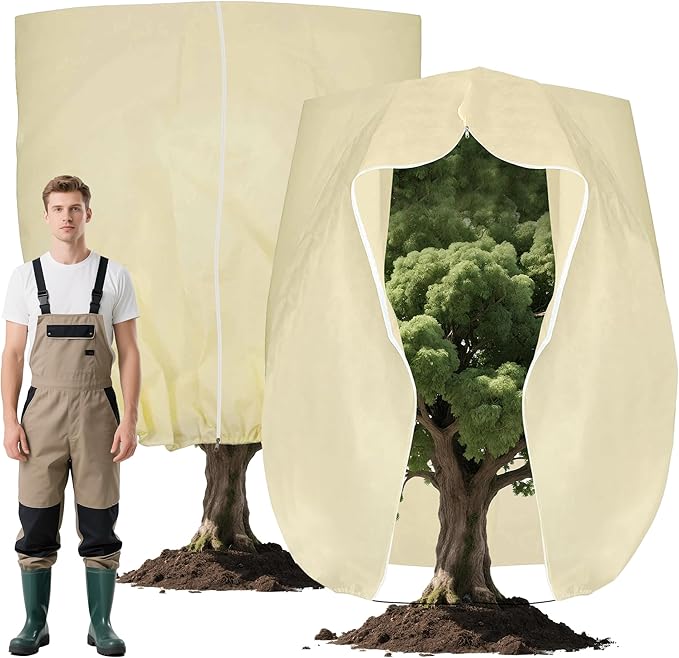 DINGBAI Plant Cover Freeze Protection, Winter Plant Covers 2 Pack 71 * 47.2 INCH, Plant Frost Cover, Tree Plant Freeze Protection Covers, Planter Plant Winter Frost Blanket with Zip Drawstring,