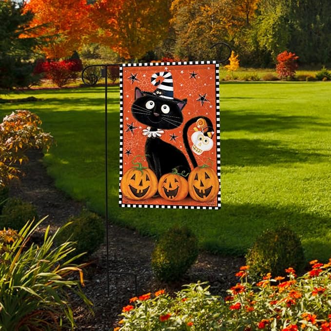 Briarwood Lane Black Kitty Halloween Garden Flag