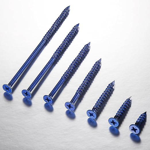 (30 PCS) 3/16''x3-1/4 Concrete Screw Anchor Blue Flat Head for Anchoring to Masonry, Block or Brick Stucco