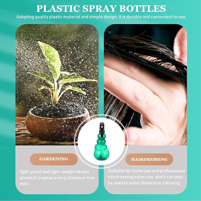 Plastic Spray Bottle Barber Hairdressing Sprayer Hand-Press Mist Sprayer Green 250Ml Refillable for Salon Hair Care and Plant Watering