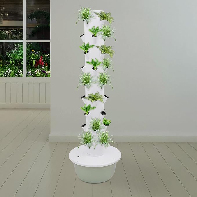 Hydroponics Growing System, 36 Pods Large Vertical Hydroponic Growing Tower with Water Pump & Loop Timer, 9-Tier Indoor Gardening System for Herb Vegetable Fruit (Light Green)