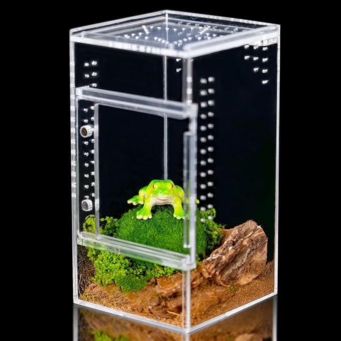 maiyuolg 3x3x6 Reptile Tank 0.25 Gallon – Acrylic Reptile Enclosure Terrarium for Crested Gecko, Lizards, Spiders & Snakes – Clear Lizard Habitat Terrarium