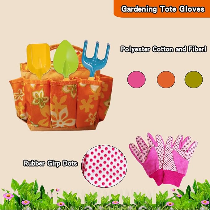 Hummigoo Kids Gardening Tools Set, 13 Pcs Gardening Kit with Apron & Tote Bag, Outdoor STEM Toys, Gardening Gifts for Toddlers Ages 3-7