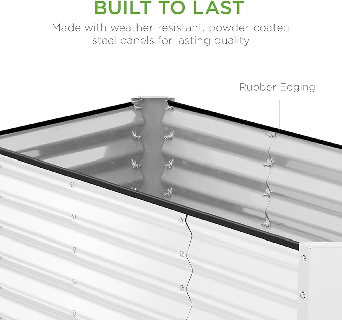 Best Choice Products 4x2x2ft Outdoor Metal Raised Garden Bed, Deep Root Planter Box for Vegetables, Flowers, Herbs w/ 119 Gallon Capacity - White