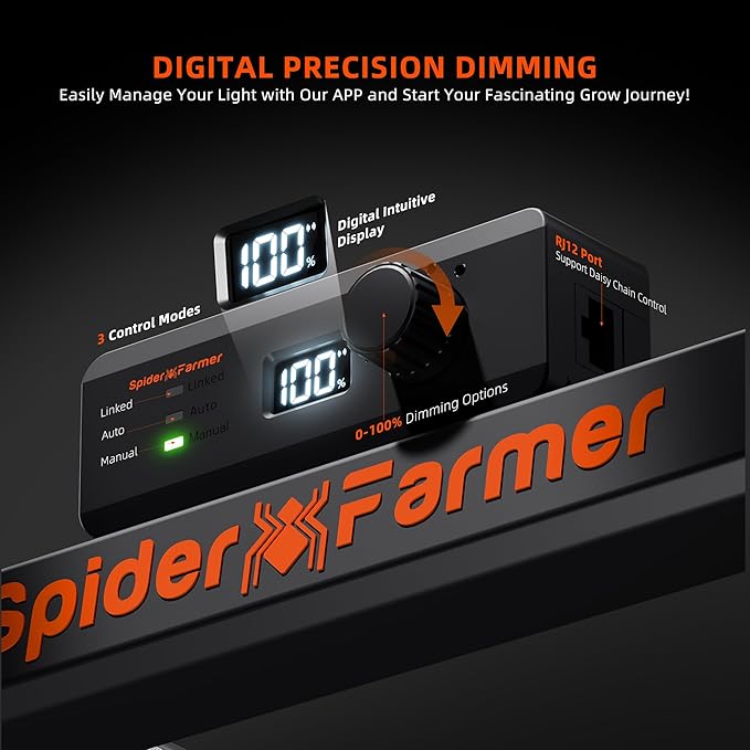 Spider Farmer SE1500 LED Grow Light 150W, Samsung LM301H EVO Diodes, Upgraded Remote App Control, 2x2ft Coverage Full Spectrum Dimmable Bar Style Grow Lamp for Indoor Plants