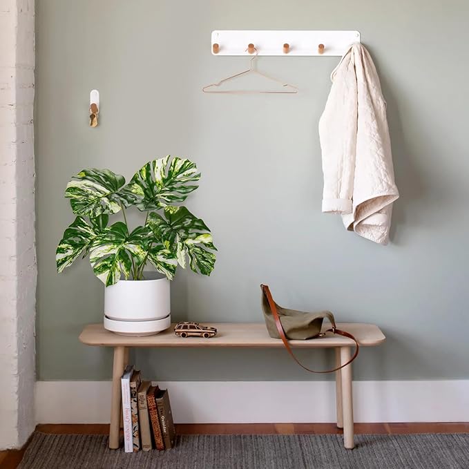Briful Fake Plants Variegated Monstera Leaves Faux Plant Indoor in Black Pot Artificial Potted Plant Houseplant for Home Decor Patio Farmhouse Kitchen Bathroom
