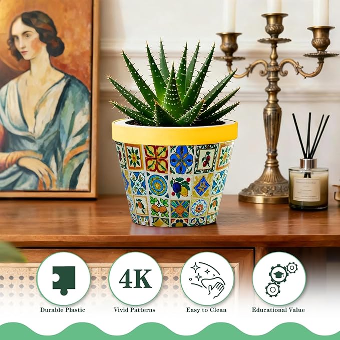 MYLARREN 3D Puzzle Planter, 152 Pcs 3D Puzzle Vases for Adults, Flowers, Small Cute Indoor Plant Pot, Arts and Crafts for Kids 4-6, Adults, Girls, Unique Flower Vases(Grid)