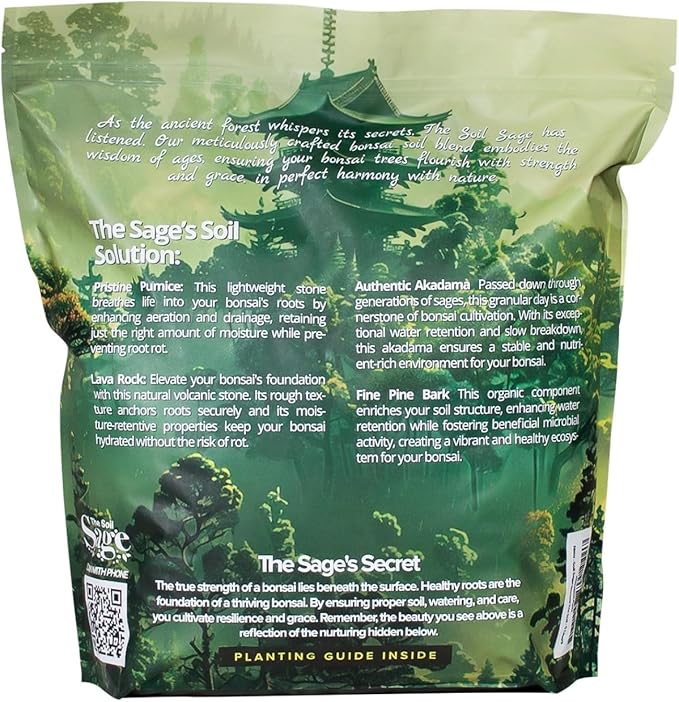 The Soil Sage 5qts/5l Premium Bonsai Mix - U.S.A. Made Ready to Use - Akadama, Pumice, Lava Rock, Fine Pine Bark - Large Bag for All Bonsai Tree - High Drainage Potting, Repotting (Bonsai Soil / 5 QT)
