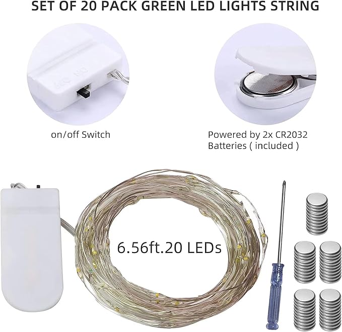 20 Pack Warm White fairy lights battery operated, 7ft 20 LED Valentine's Day String Lights Copper Wire Firefly Starry Lights for Mason Jars Wedding Party Christmas centerpieces for tables Decorations
