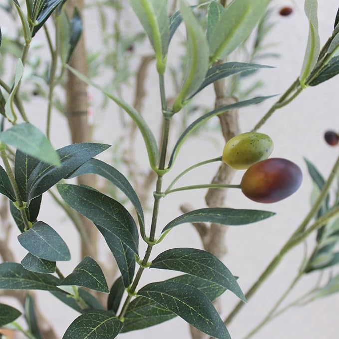 Nafresh Tall Faux Olive Tree，10ft（120in） Realistic Potted Silk Artificial Olive Tree， Fake Olive Trees Indoor with Green Leaves and Big Fruits for Home Office Living Room Stairs Patio Decor.