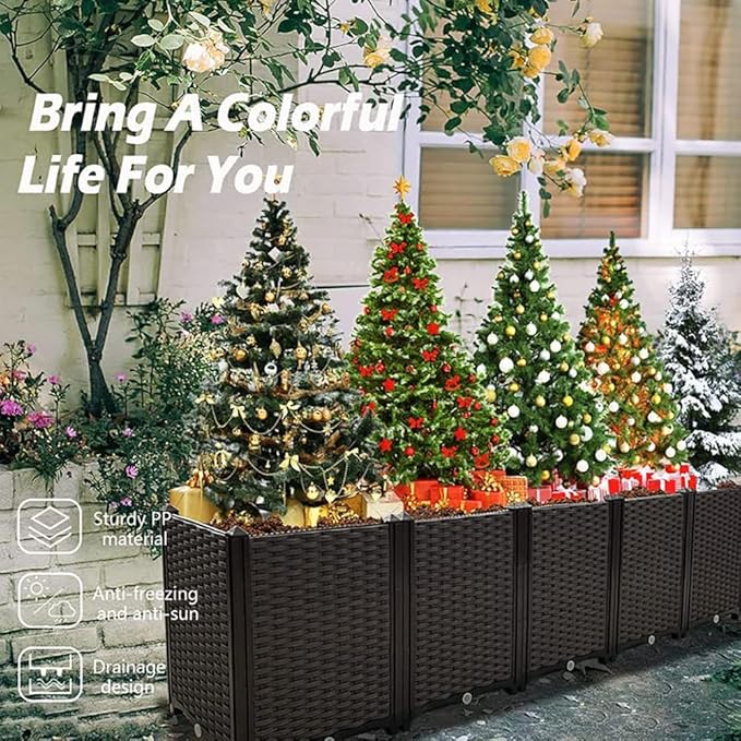 Souwuokoo Large Planters for Outdoor Plants Raised Garden Bed Elevated Rectangular Garden Box Kits for Gardening, Vegetables, Flowers and Herbs in Backyard Patio Balcony