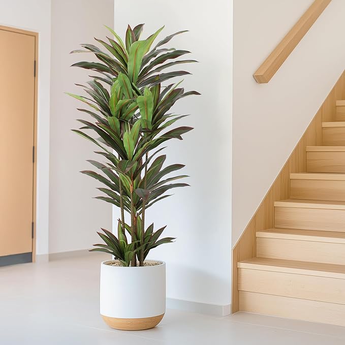 FLOWORLD Dracaena Artificial Plant 5ft Red Yucca Silk Tree Faux Plants Indoor Tall Fake House Floor Plants Realistic Artificial Trees for Home Office Decor Indoor Outdoor Housewarming Gift