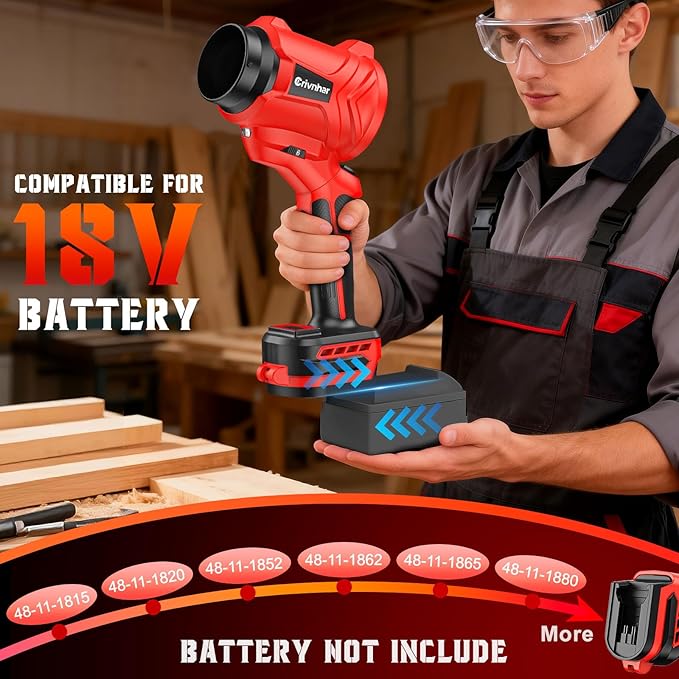 Cordless Leaf Blower Snow Blower for Milwaukee 18V, 160-MPH Handheld Mini Turbo Blowers with 180°Rotatable Head, 6-Speed, Power Display, Battery Powered Blower for Leaves/Snow/Dust(No Battery)