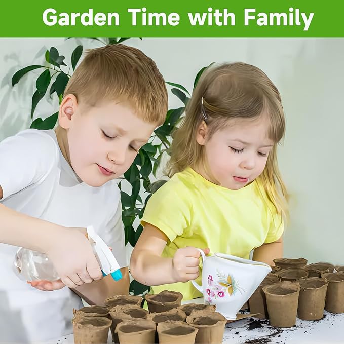 ModaSin 65 Pcs Organic Peat Pots, 3.15 Inch Nursery Pot, Round Plant Seedling Pots with Drainage Holes, Small Seed Starting Starter Tray Bulk, Garden Germination Container with 65 Planting Labels