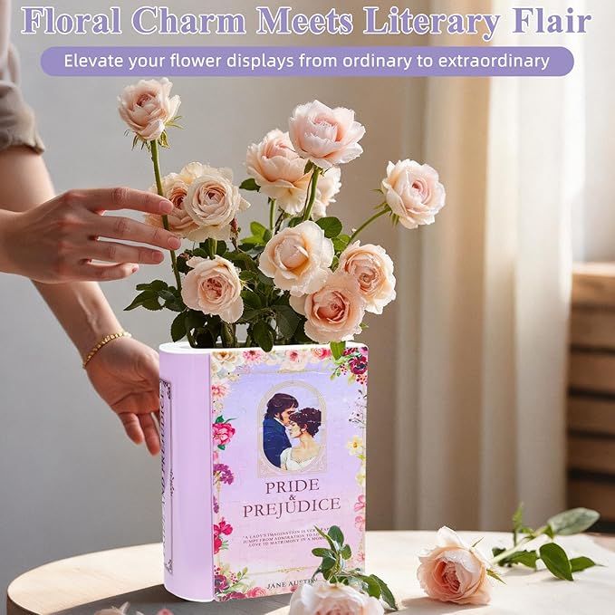 MYLARREN 3D Puzzle Vase for Adults Kids, 120 Pcs Puzzle Book Vase for Flowers, Arts and Crafts for Kids 4-6, Adults, Girls, Cute Unique Vases, Books Lover Gifts for Women(Pride Prejudice)