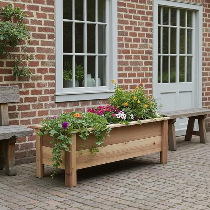 Cedar Raised Garden Bed Planter Box with Legs – Heavy Duty Outdoor Wooden Planter for Vegetables & Flowers, No Bending Elevated Design, Custom Size, Handmade in USA (24in x 15.5in x 16in)