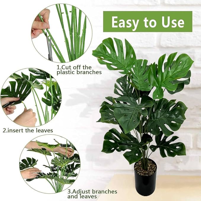 KIRIFLY Fake Plants 40" Artificial Monstera Tree Plant Indoor with 18 Trunks Faux Greenery Potted Green Décor for Home Office Bathroom Farmhouse