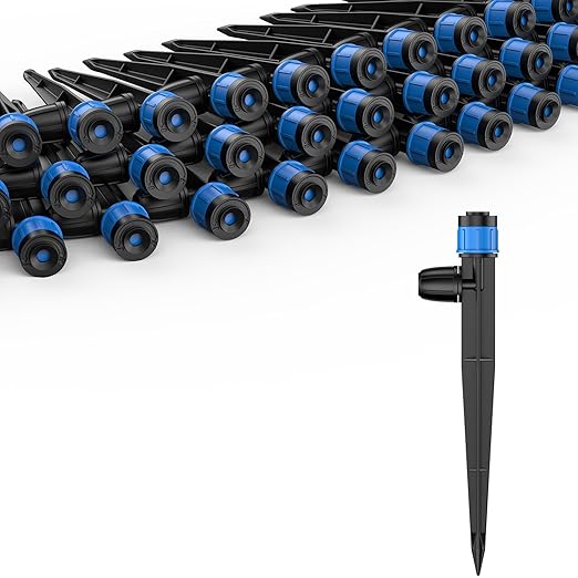 Pawfly 30 Pcs Drip Irrigation Emitters, Drip Emitters for 1/4" Drip Irrigation Tubing, Sprinkler Heads with Adjustable 360 Degree Water Flow, Garden Drippers for Plants Watering System