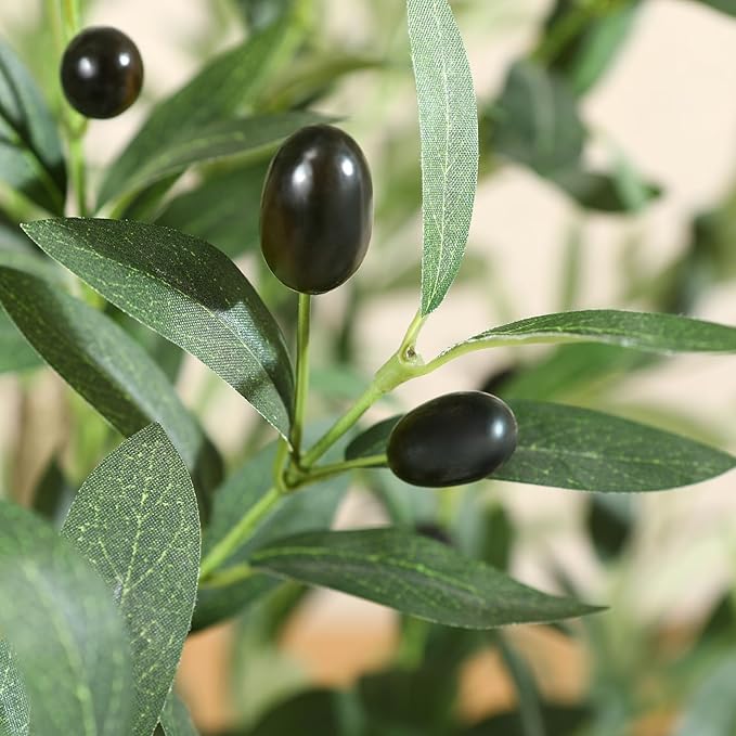 CROSOFMI Artificial Olive Tree Plant 7Ft Fake Topiary Silk Tree, Perfect Faux Plants in Pot for Indoor Outdoor House Home Office Garden Modern Decoration Housewarming Gift,1Pcs