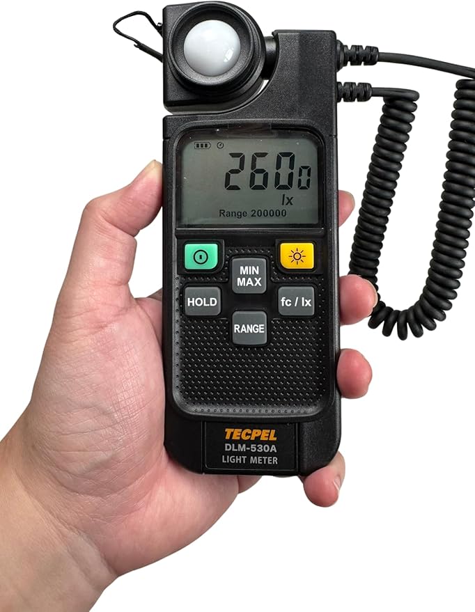 TECPEL DLM-530A Digital Light Meter High-Precision Illuminance Measurement 0.0~19990 Fc / 0.0~199900 Lux