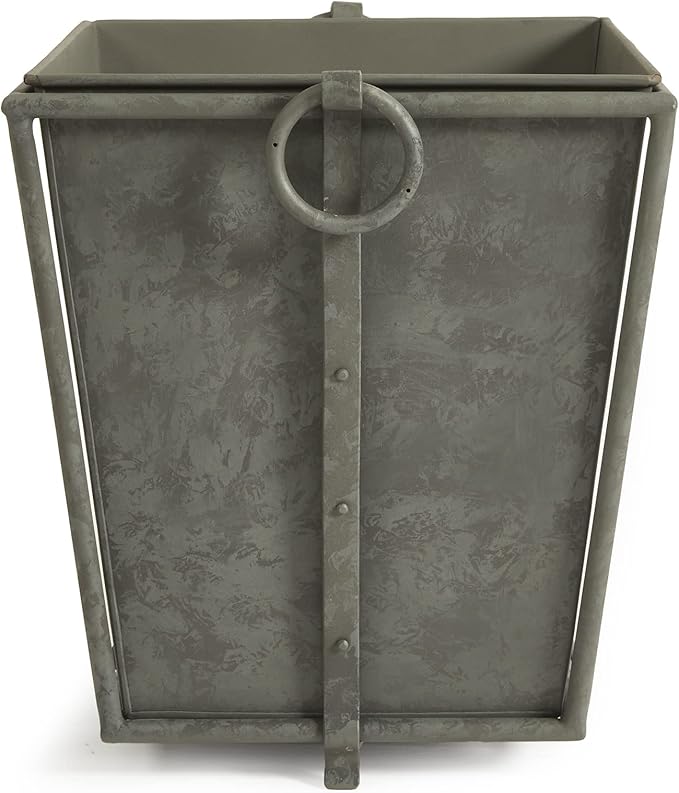 MY SWANKY HOME Large Minimalist Classic Metal Box Planters Liners Square Industrial Rivets Gray