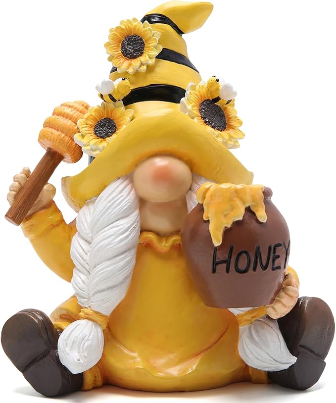 Hodao Bumble Bee Spring Gnome Decorations Honey Gnomes Ornaments World Bee Day Decorations Gifts Summer Gnomes Figurines for Garden Decor Birthday Gifts for Mom, Women, Grandma