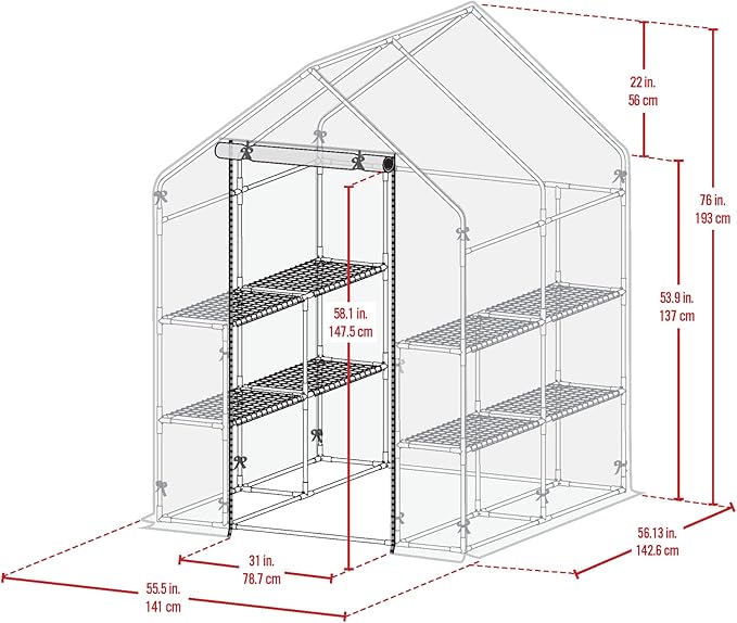 Miracle-GRO 4'8" x 4'8" x 6'5" All-Season Small Walk-in Greenhouse with 8 Wire Shelves for Outdoors, Easy-Access and Durable, Translucent