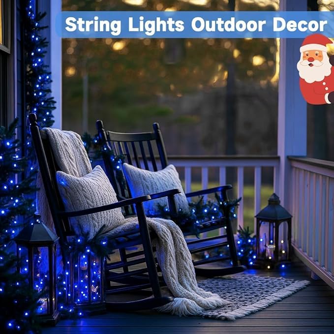 Extra-Long Solar String Lights Outdoor, 4-Pack 400 LED Solar Christmas Fairy Lights for Outside Waterproof, Copper Wire 8 Modes Solar Twinkle Fairy Light for Xmas Tree Garden Party Wedding Decor(Blue)