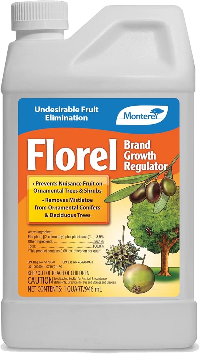 Monterey - Florel Plant Growth Regulator - Fruit Tree Spray - Florel Fruit Eliminator Spray for Trees - Apply Using Sprayer - 1 Quart
