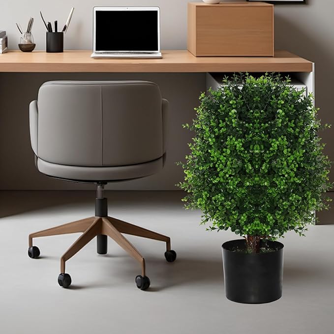 Artificial Cedar Tree Potted Plant - 2pcs Simulated Shrub Plants with Heavy Duty Planter. They are Hand pruned, UV Resistant, Low Maintenance and Suitable for Indoor and Outdoor Decoration (21 in)