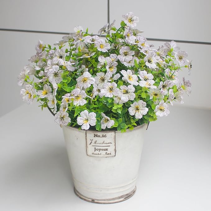 HIFORESTAR White Artificial Outdoor Flowers 12 Bundles Daisy Elegant All-Weather Spring Summer Decoration Realistic Look for Outdoor Front Porch Events and Landscaping (White Daisy)