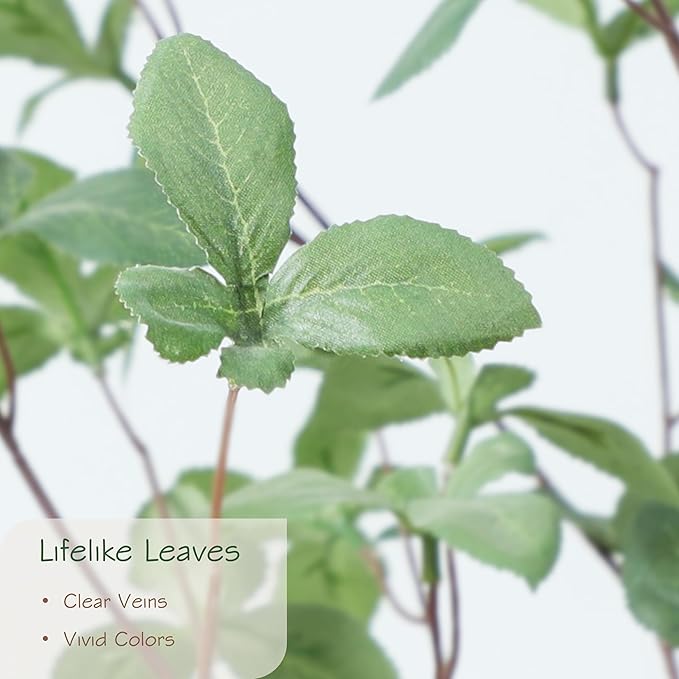 Bellacat 7ft Artificial Quince Leaf Tree with Realistic Trunks, 84in Faux Quince Leaf Tree with Lifelike Leaves for Garden, Home, Living Room Decor