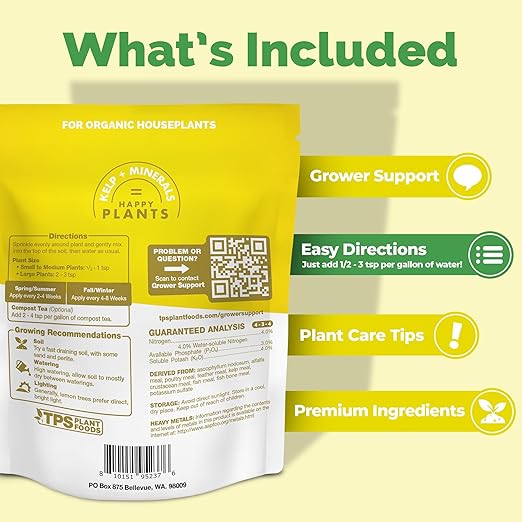 Organic Lemon Tree Fertilizer, Slow Release Dry Granular Fertilizer for Lemon and Citrus Trees - 1 Pound (16 Oz)