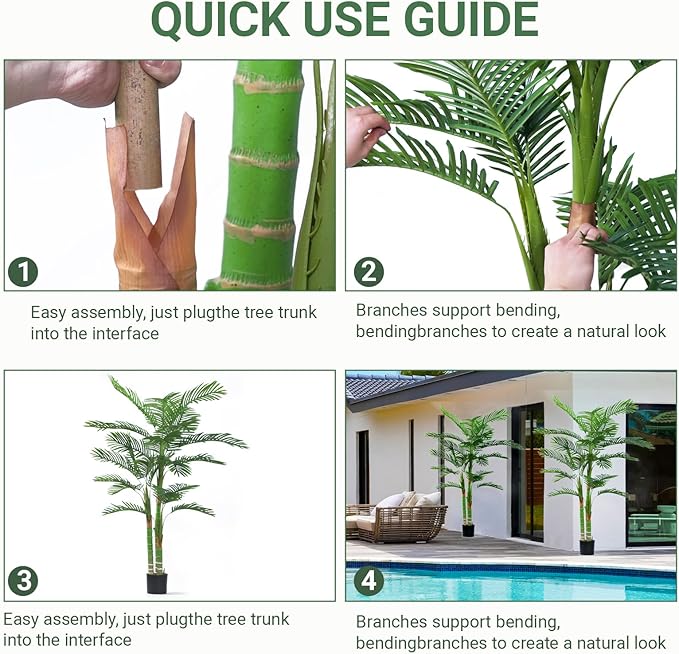 Howngyesimu 6FT Artificial Palm Tree, Artificial Palm Plant with Real Bark Design Faux Palm Tree for Indoor Outdoor Modern Decoration Plants in Pot for Home Office