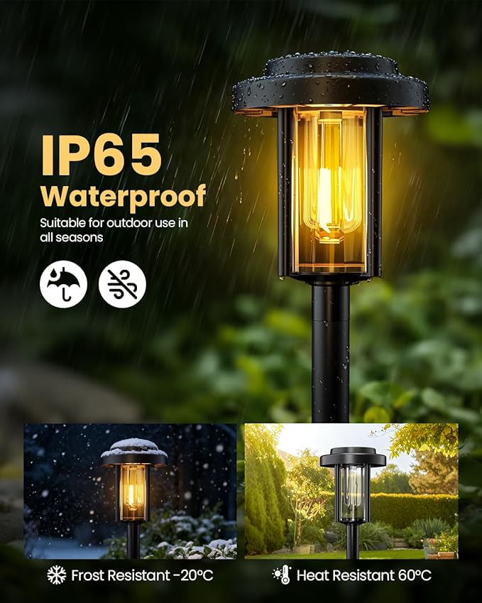 GIGALUMI Solar Pathway Lights Outdoor, 12 Pack Waterproof IP65 Solar Powered Landscape Lighting, Auto On/Off Garden Lights for Yard Lawn Patio Walkway Driveway Decor (Warm White)
