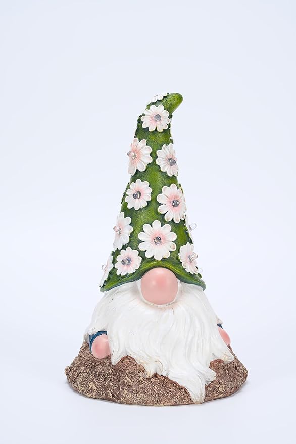 Garden Gnome Solar Light Outdoor Statue, Decorative Lawn Ornament for Patio, Balcony, Yard, Housewarming Gift