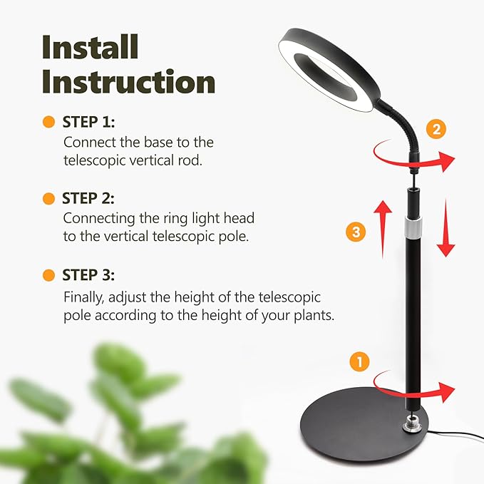Vsoke Desk Top Grow Lights for Indoor Plants,Full Spectrum Table Plant Light,24.2" Telescope Stand,UV LED Red Blue Halo Growing Lamp,Adjustable Gooseneck,Auto Timer,3 Lighting Modes,10-Level Dimmable
