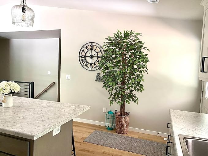 Aveyas 6ft Artificial Ficus Tree for Home Decor, 6 Feet Faux Plant Fake Silk Trees with Pot for Indoor Outdoor House Living Room Office Garden (6 ft Tall)