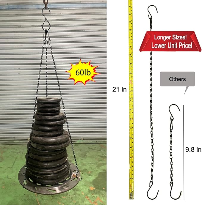 Adjustable Hanging Chain with Hooks, 21 Inch, Black - 10 Pack Heavy Duty for Hanging Grow Lights, Christmas Wreath, Neon Sign, Indoor Plants, Bird Feeders