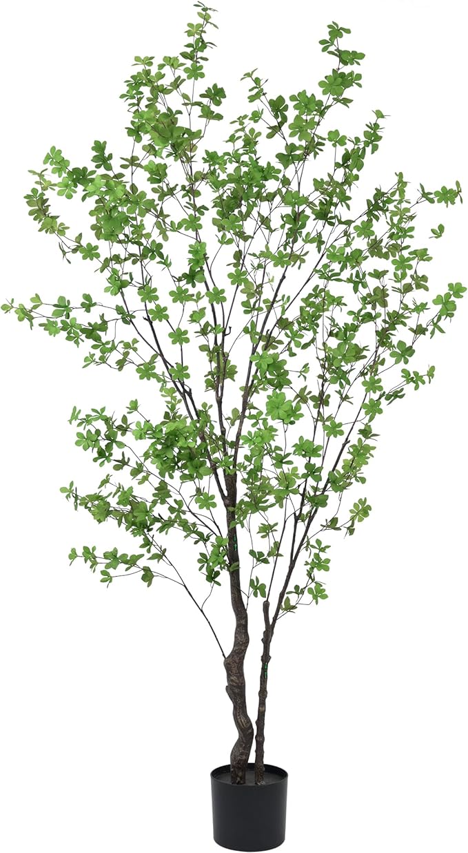 Artificial Enkianthus Tree 7FT(84in) Tall Faux Tree with Large Trunks and Realistic Leaves, Fake Enkianthus Trees Floor Potted Plants for Home Office Living Room Indoor Outdoor Decor (7feet,1Pack)