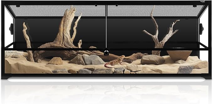 67 Gallon Reptile Tank Large Full Glass Terrarium, Bearded Dragon Tank Front Opening Reptile Enclosure Cage with Anti Escape Ventilated Top Lid for Snake Gecko Lizard Turtle 48''x18''x18''