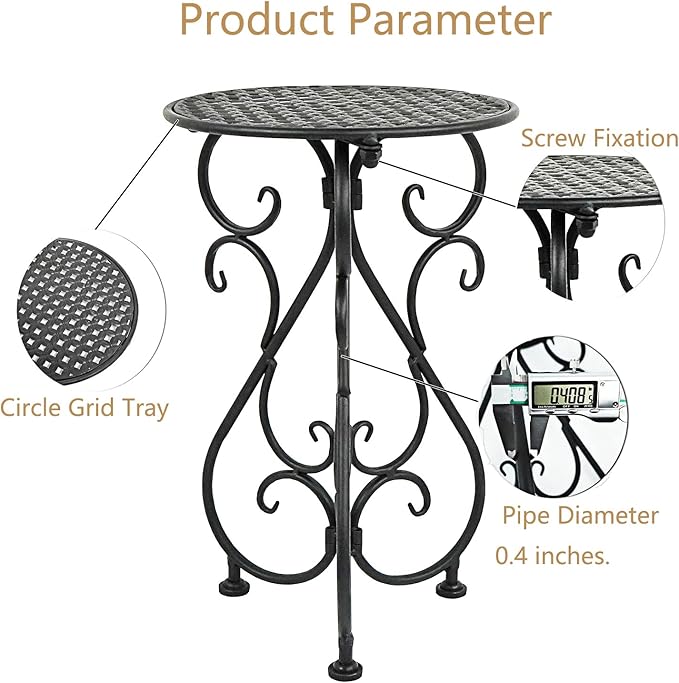 NAKUPE Metal Plant Stand, Heavy Duty Flower Pot Stand 17" Tall, Single Planter Holder for Indoor, Outdoor, Garden, Patio, Porch, Balcony, Home Decor, Black(1 Pack)