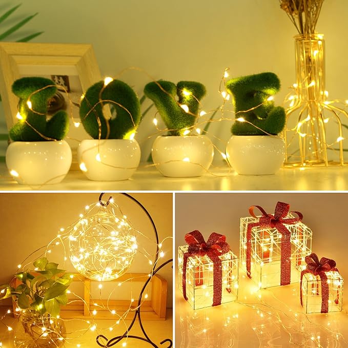 kolpop 20 Pack LED Fairy Lights Battery Operated with 3 Modes, Mini Twinkle String Lights Battery Powered Waterproof for Christmas Mason Jars Party,Warm White