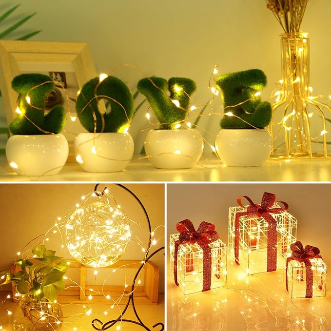 kolpop 18 Pack LED Fairy Lights Battery Operated, 7FT 20 LED Mini Twinkle String Lights Battery Powered Waterproof for Christmas Mason Jars Party (Warm White)