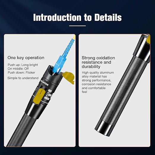 Visual Fault Locator,100-120KM Fiber Optic Cable Tester Meter, VFL Red Light Pen Light Source Testers(Black)