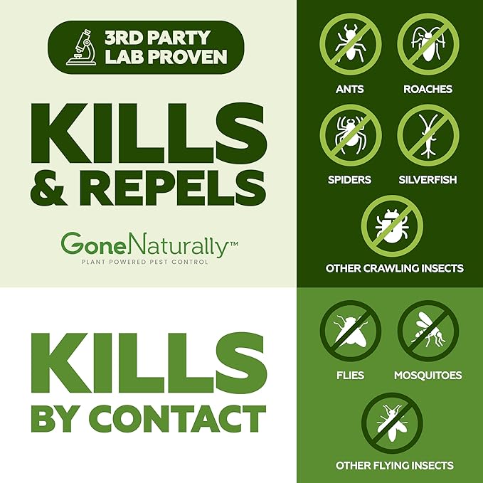 GoneNaturally Peppermint Oil Spray for Bugs– Insect Repellent & Bug Spray for Home– Kills & Repels Ants, Roaches, Spiders, Flies, Mosquitoes & More– Safe for Kids & Pets– Indoor & Outdoor Use (16oz)