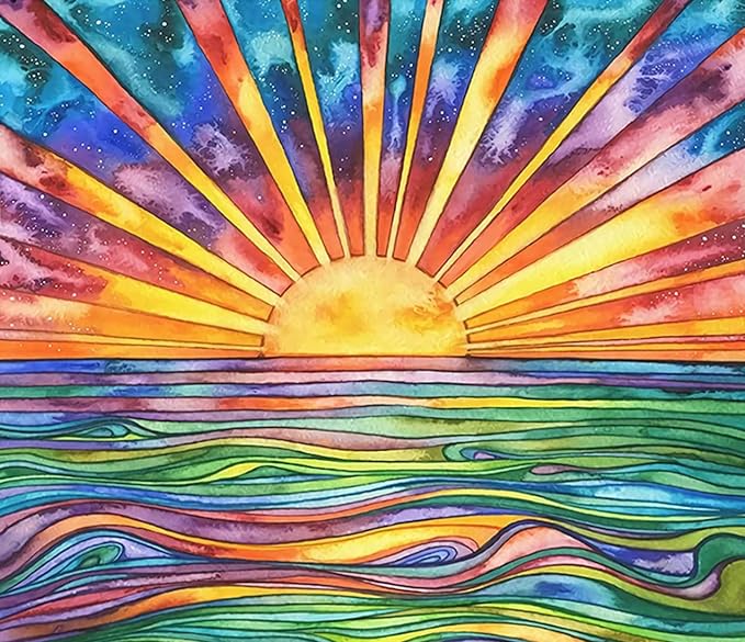 GemZono Diamond Painting Kits for Adults DIY 5D Diamond Art Paint with Round Diamonds Full Drill Sunrise Art Painting Kit for Home Wall Decor Gifts(12x16inch/30×40cm)