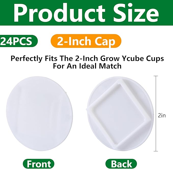 EBaokuup 24 Pcs Hydroponics Pod Caps with Colored Lables, Grow Cubes Cap Compatible with yPod, Plant Grow Pods Cover for Garden Hydroponics Growing System