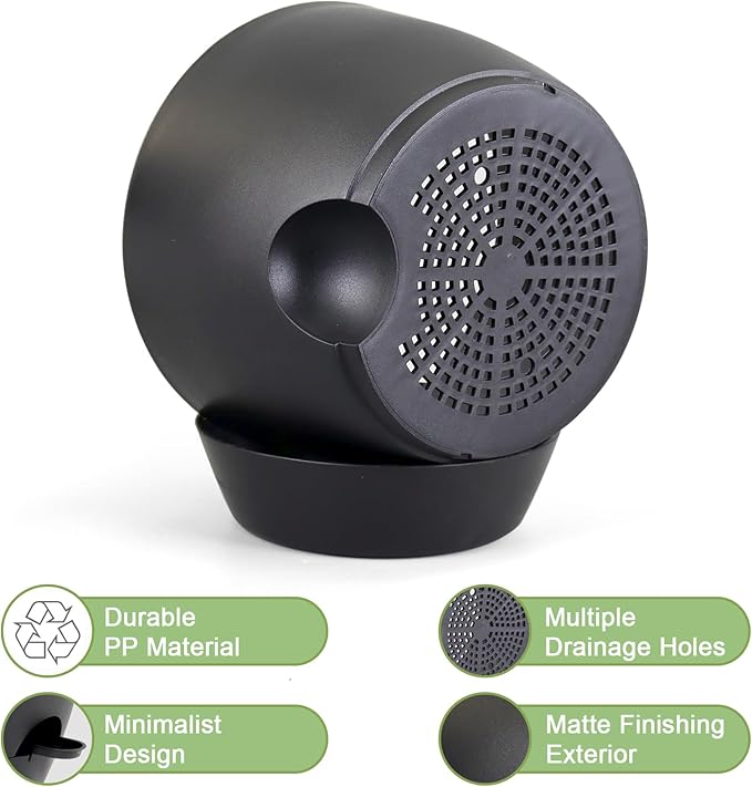 WSMKSZ 12 inch Large Self Watering Pots, Flower Plant Pots with Multi Mesh Drainage Holes for Indoor Outdoor Garden Plants and Flowers, Plastic Planters with Removable Deep Reservoir, Black